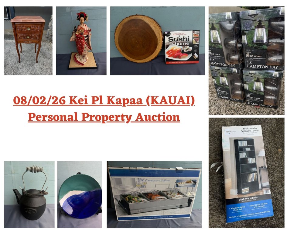 Image for 08/02/26 Kei Pl Kapaa (KAUAI) Personal Property Auction