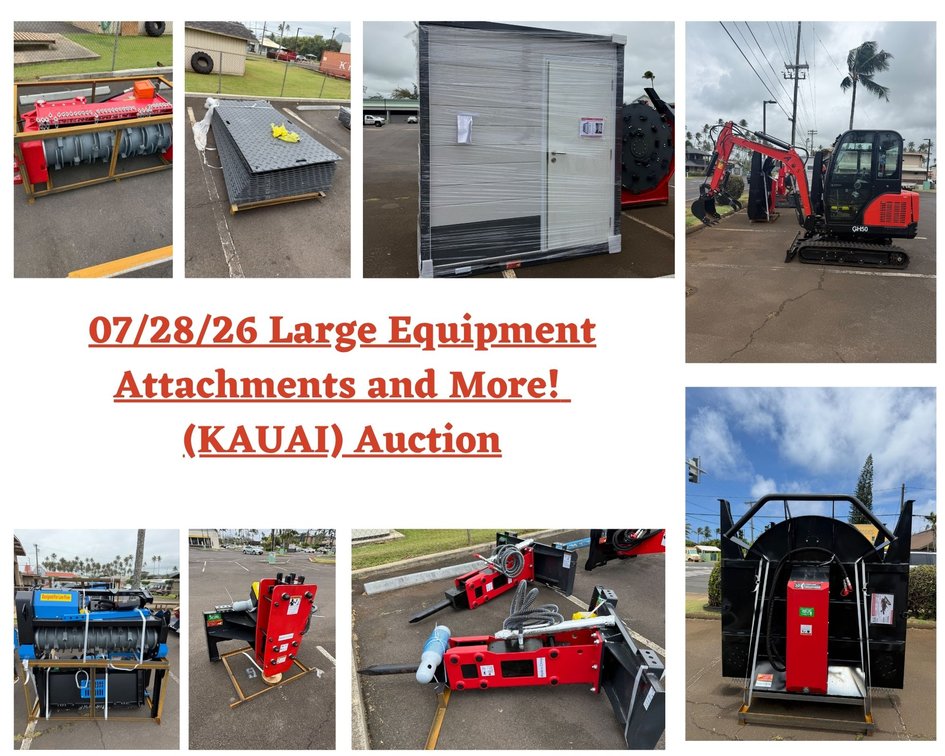 Image for 07/28/26 Large Equipment Attachments and More! (KAUAI) Auction