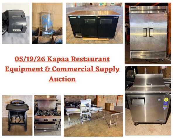 Image for 05/19/26 Kapaa Restaurant Equipment & Commercial Supply Auction