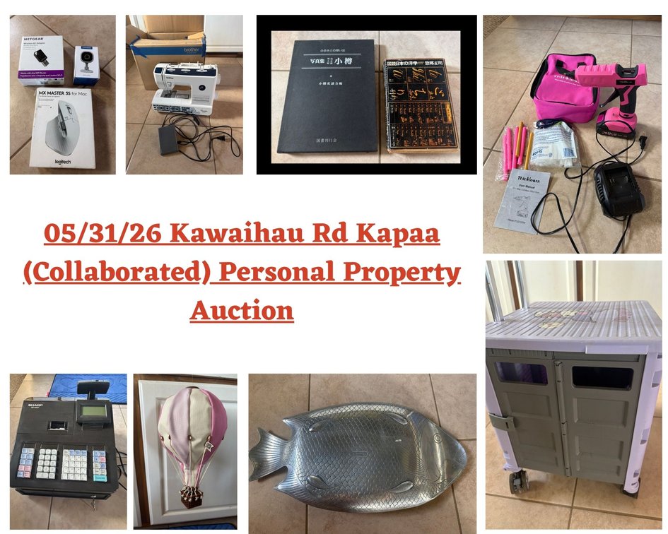 Image for 05/31/26 Kawaihau Rd Kapaa (Collaborated) Personal Property Auction