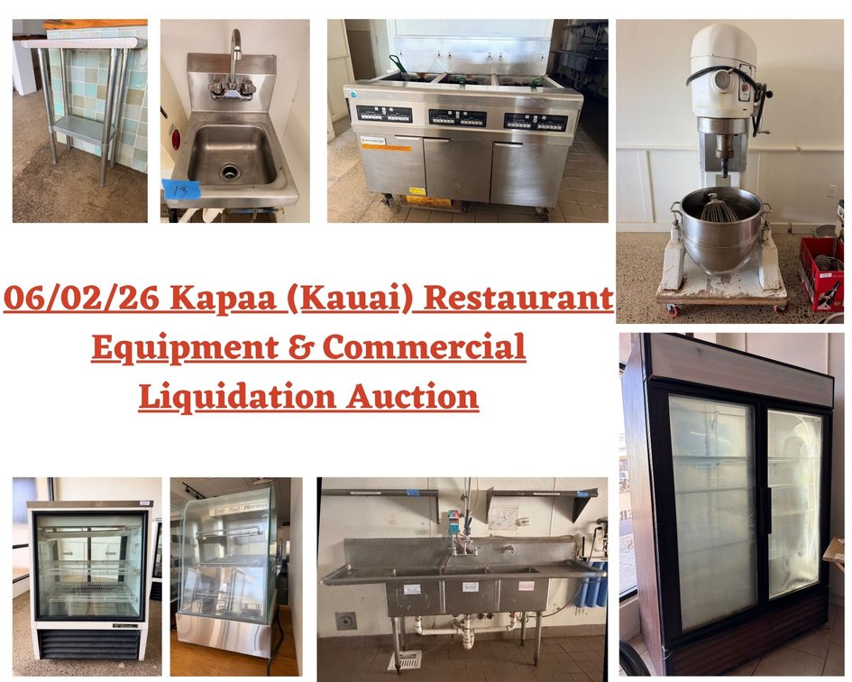 Image for 06/02/26 Kapaa (Kauai) Restaurant Equipment & Commercial Liquidation Auction