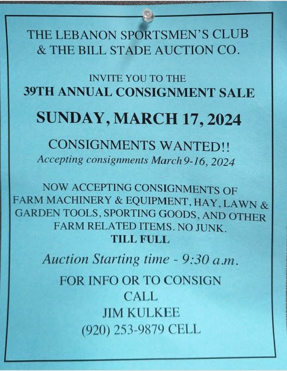 Image for 39TH ANNUAL LEBANON SPORTSMEN'S CLUB CONSIGNMENT SALE - Live Event