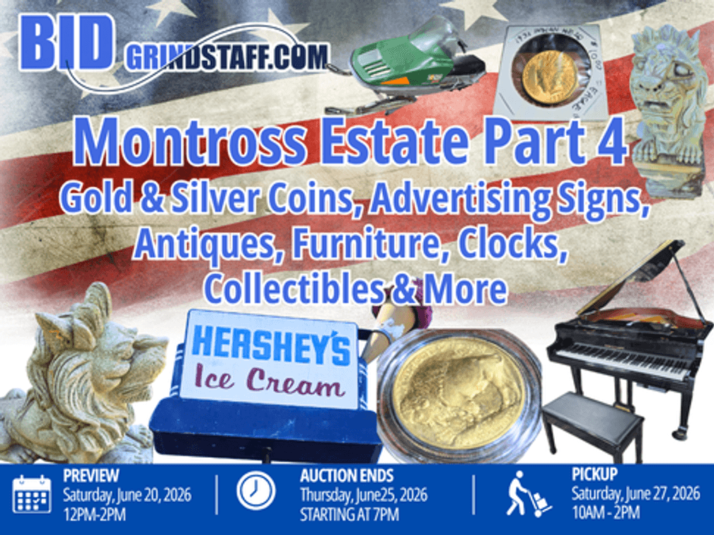 Image for Montross Estate Part 4 | Gold & Silver Coins, Advertising Signs, Antiques, Furniture, Clocks, Collectibles & More