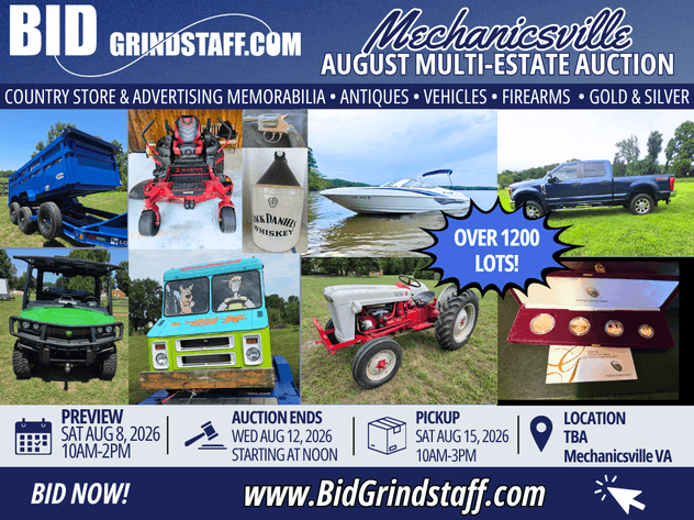 Image for August Large Multi-Estate Auction | Antiques, Country Store, Chickahominy House, Gold, Silver & More