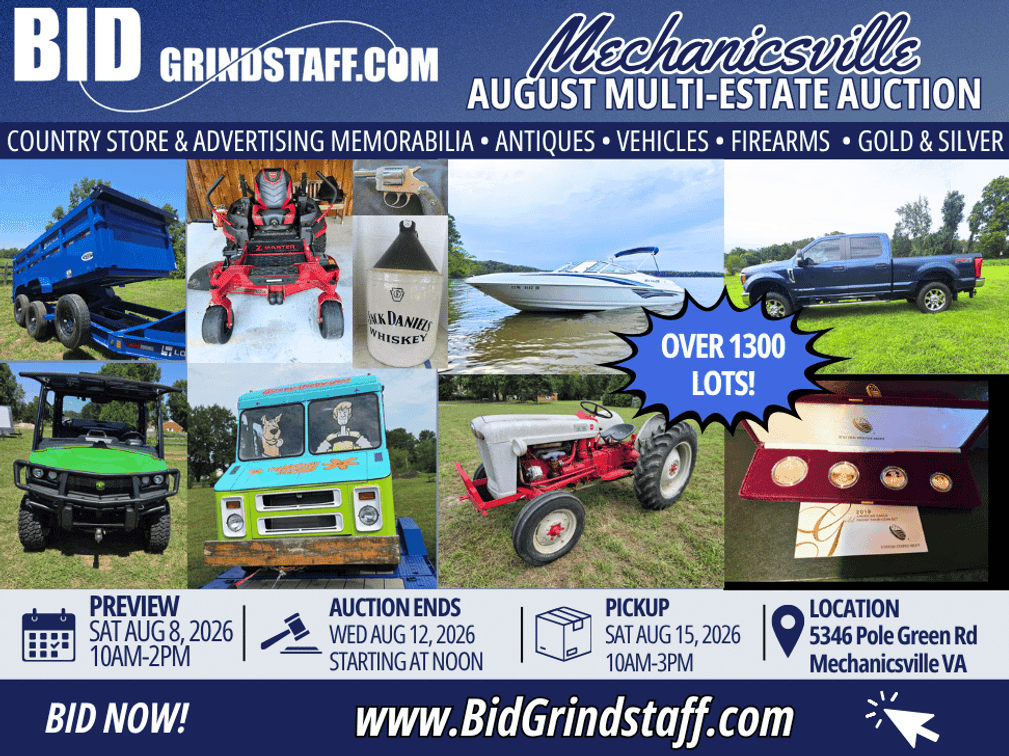 Image for August Large Multi-Estate Auction | Antiques, Country Store, Chickahominy House, Gold, Silver & More