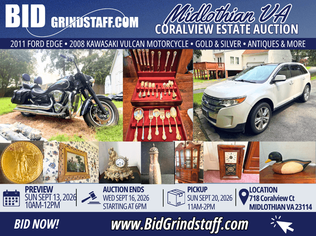 Image for Coralview Estate Auction – Gold, Silver, Antiques, Tools & More