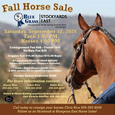 Image for Bluegrass East Fall Horse Sale 2026