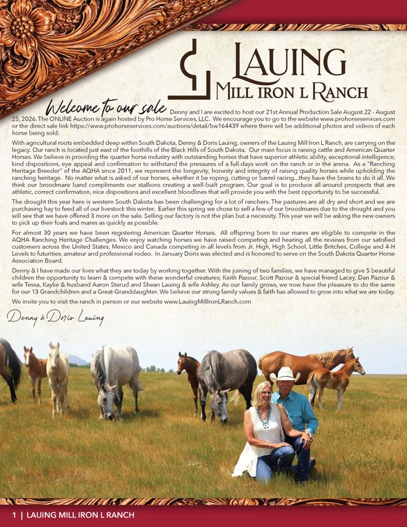 Image for 21st Annual Lauing Mill Iron L Ranch Production Sale