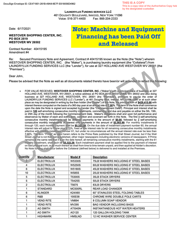 Image for CASHFLOW! ONLINE AUCTION! Laundromat and Real Estate Auction in Westover! Bidding is open now and begins closing on Thursday, March 26th, at 6:00 p.m.