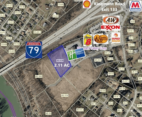 Image for 2.11 Acres of Prime Development Land off of I-79 Exit! Partial Seller Financing! Bidding is open now and begins closing on Thursday November 5th, at 6:00 p.m.