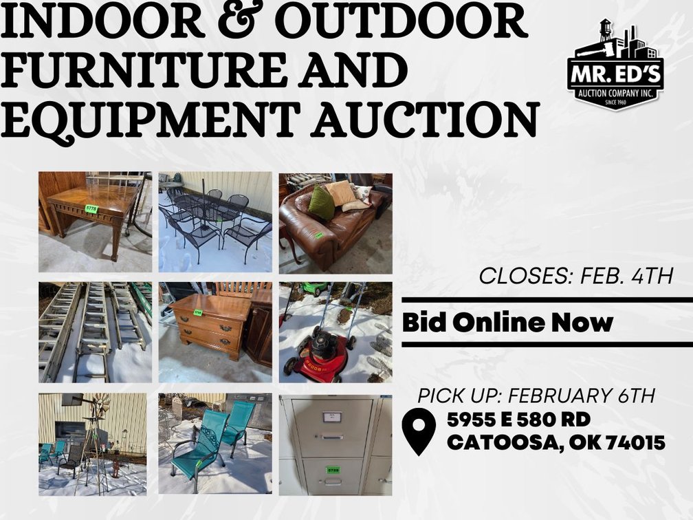 Image for Indoor & Outdoor Furniture and Equipment Auction