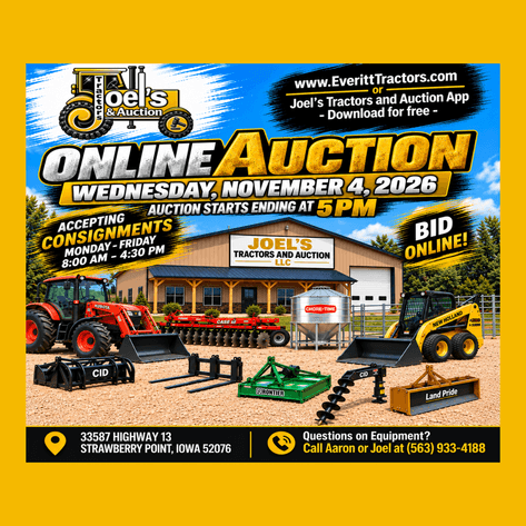 Image for November 4, 2026 | Online Only: Tractor and Equipment Consignment Auction