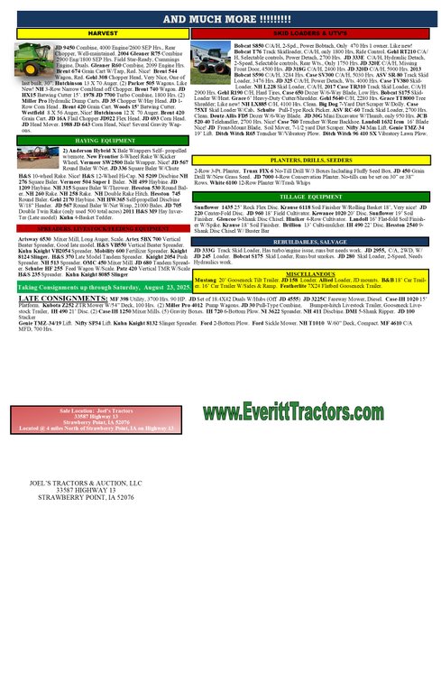Image for Ring #1 HUGE TRACTOR & MACHINERY AUCTION-LIVE & ONLINE 8/27/2025