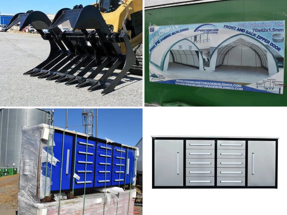 NEW Attachments, Storage Buildings, Tool Benches, Tires & Automotive Equipment (135415)