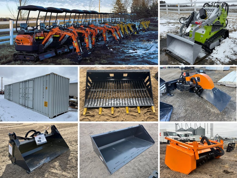 Brand New Mini Excavators (16), Mini Skids (2), Sea Containers & Attachments (155731)