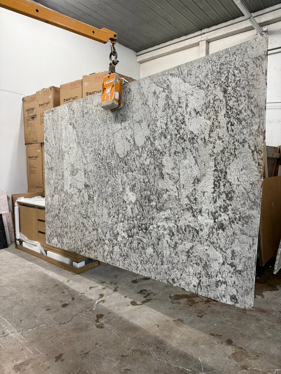 Granite Slabs & Double Basin Vanity with Granite Countertop