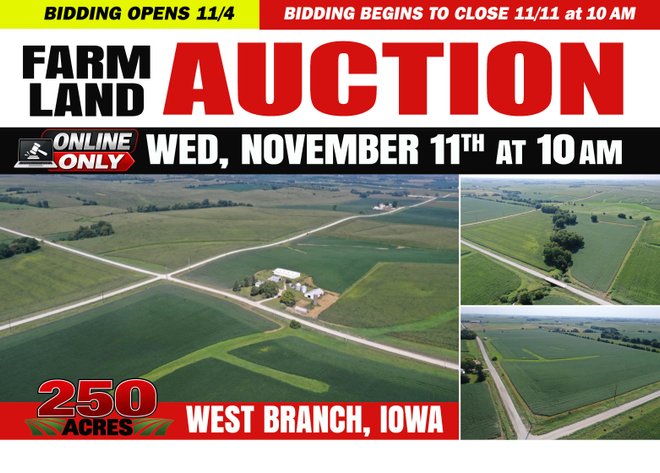 250 Acres - Johnson County, Iowa Farm Land