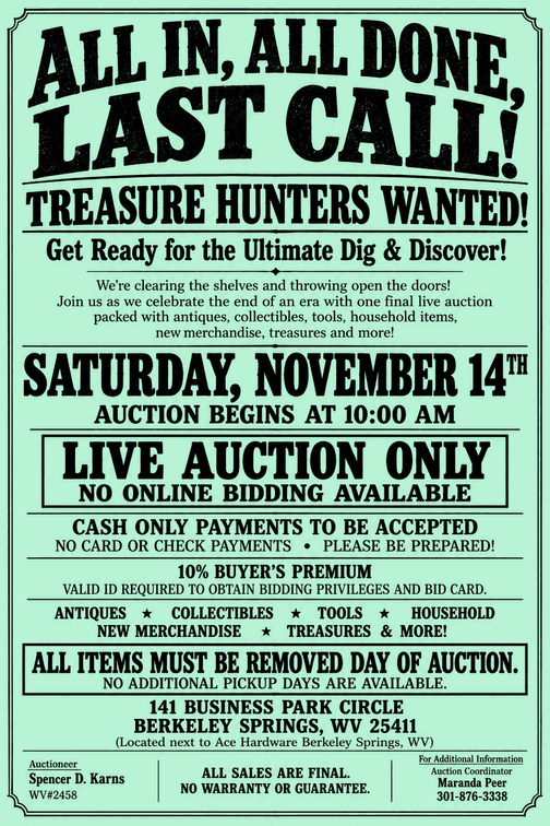 Image for Former Auction House Farwell LIVE AUCTION!