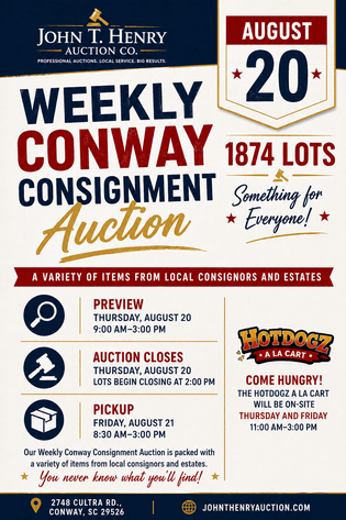 Image for Weekly Conway Consignment Auction – August 20