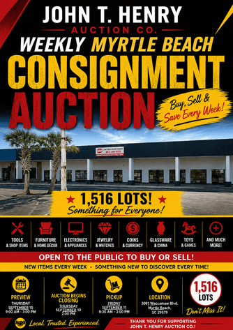 Image for 9/10/2026 - MB Consignment Auction - 3081 Waccamaw Blvd. Myrtle Beach, SC 29579