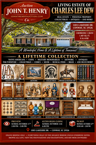 Image for 10/11/2026 - Downtown Conway Real Estate & Estate Contents Auction - 1003 Lakeside Dr. Conway, SC 29526