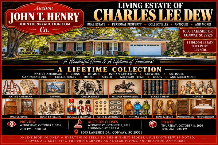 Image for 10/11/2026 - Downtown Conway Real Estate & Estate Contents Auction - 1003 Lakeside Dr. Conway, SC 29526