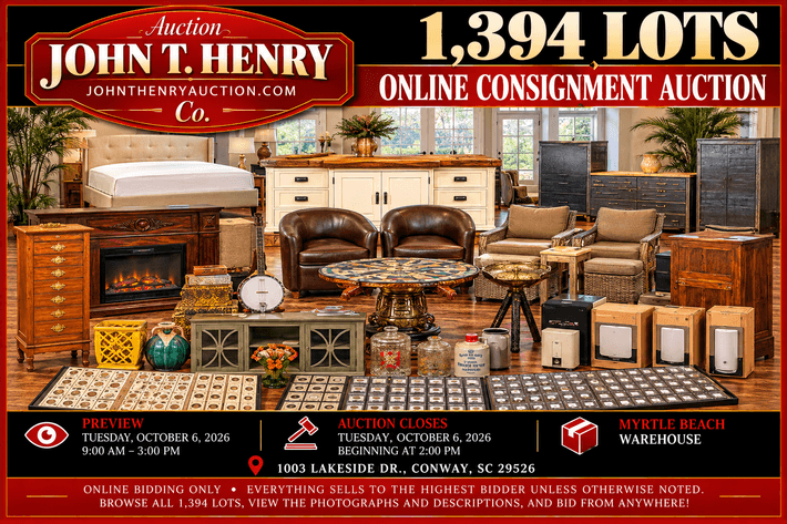 Image for 10/8/2026 – Myrtle Beach Consignment Auction – 3081 Waccamaw Blvd. Myrtle Beach, SC 29579