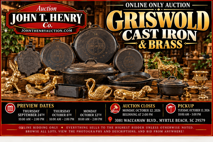 Image for 10/12/26 - Griswold & Collectible Cast Iron Auction – Brass Figurines & More