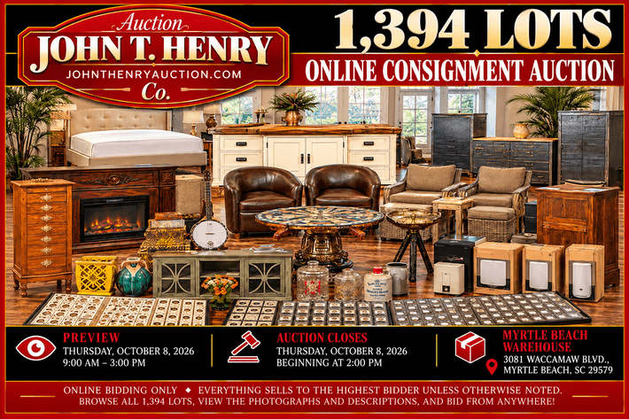 Image for 10/8/2026 – Myrtle Beach Consignment Auction – 3081 Waccamaw Blvd. Myrtle Beach, SC 29579