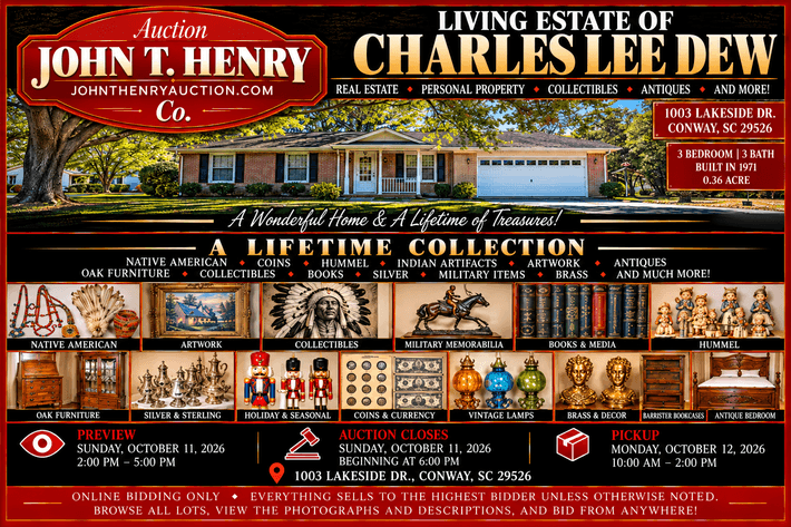 Image for 10/11/2026 - Downtown Conway Real Estate & Estate Contents Auction - 1003 Lakeside Dr. Conway, SC 29526