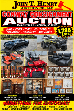 Image for 10/1/2026 - Conway Consignment Auction - 2748 Cultra Rd. Conway, SC 29526