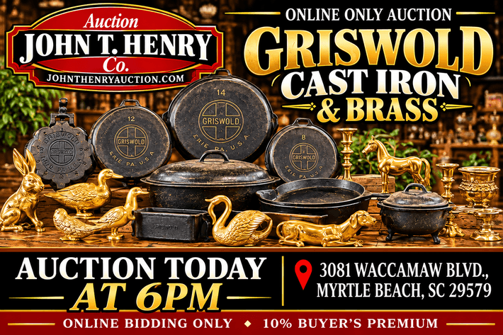 Image for 10/12/26 - Griswold & Collectible Cast Iron Auction – Brass Figurines & More