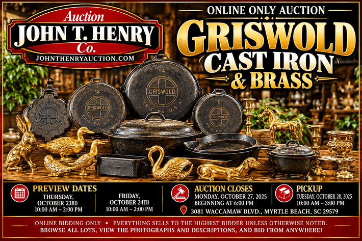Image for 10/12/26 - Griswold & Collectible Cast Iron Auction – Brass Figurines & More