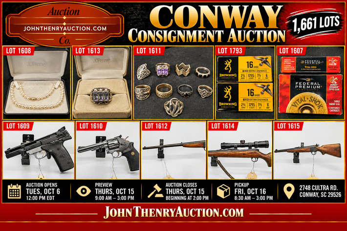 Image for 10/15/2026 - Conway Consignment Auction - 2748 Cultra Rd. Conway, SC 29526