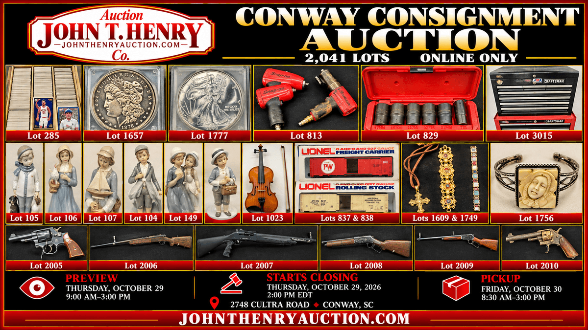 Image for 10/29/2026 - Conway Consignment Auction - 2748 Cultra Rd. Conway, SC 29526