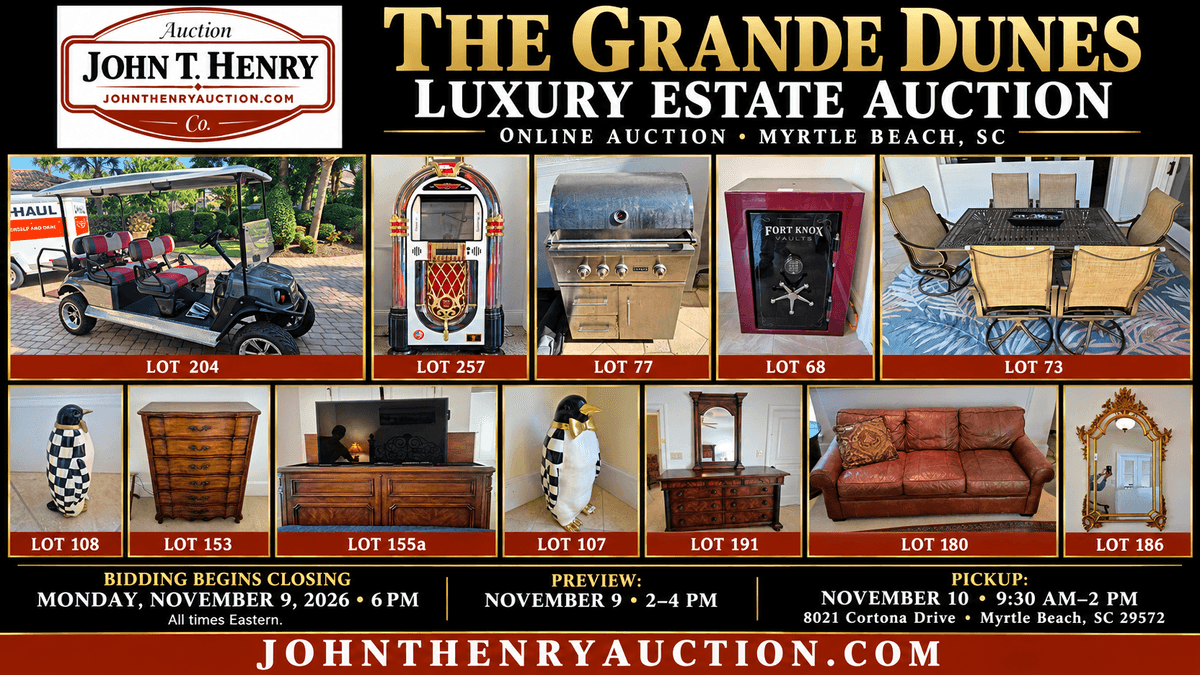 Image for 11/9/2026 - The Grande Dunes Luxury Estate Auction - 8021 Cortona Drive Myrtle Beach, SC 29572