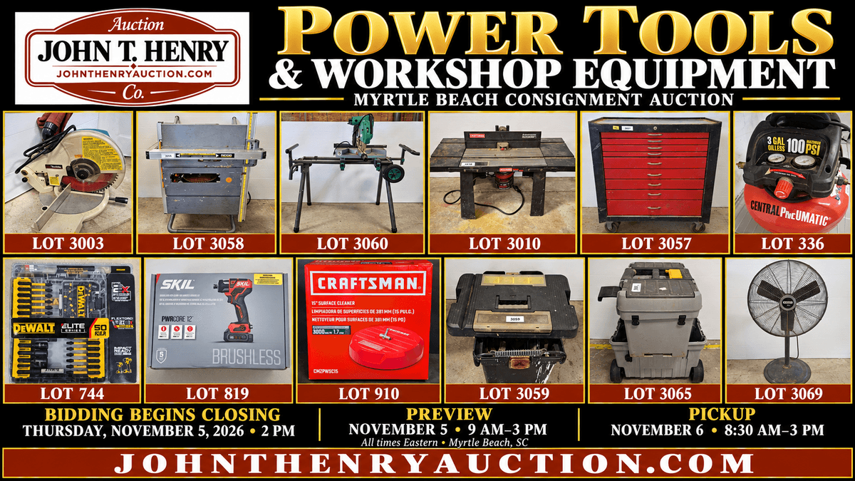 Image for 11/5/2026 - MB Consignment Auction - 3081 Waccamaw Blvd. Myrtle Beach, SC 29579