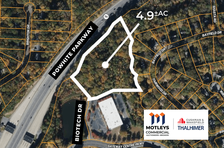 Image for Public Auction | Midlothian, VA | 4.9± Acre Buildable Commercial Lot | Zoned O2 – Corporate Office | Just Off of Midlothian Turnpike in Gateway Centre Business Park | Online Only | 651 Biotech Drive | 23235