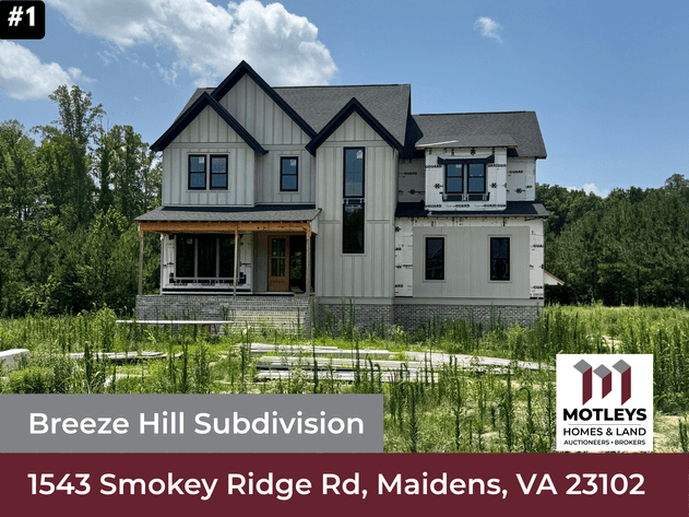 Image for Real Estate Auctions | Property 1 of 4 | Maidens, VA | Unfinished New Construction Home | 5 BR/4.5 BA | 2± Acres | 1543 Smokey Ridge Road | 23102