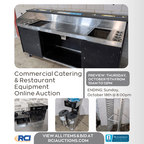 Image for Commercial Catering & Restaurant Equipment Online Auction (SHIPPING) - Cleveland, Ohio Division