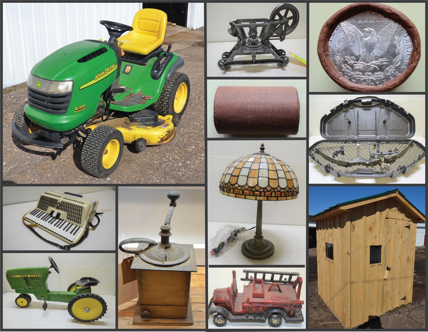 Image for JOHN DEERE LAWNMOWERS, HUNTING SHACK, COINS, LAMPS & MORE!