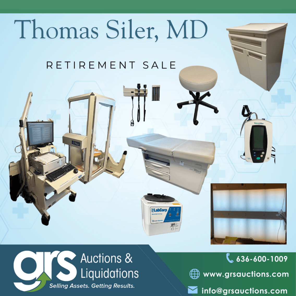 Retiring Pulmonary Physician Liquidation – Medical Equipment, Exam Furniture & Office Furnishings
