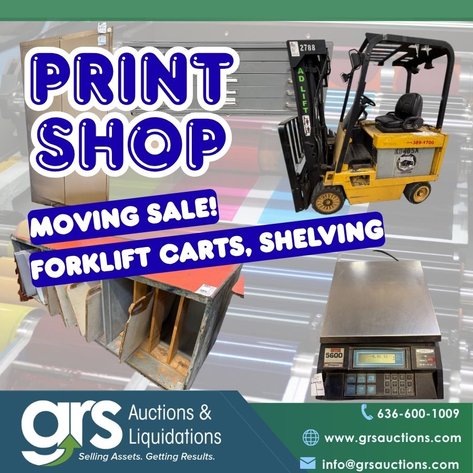 Image for BREEVES Print Shop Moving Sale - Fork Lift, Worktables & Shelving