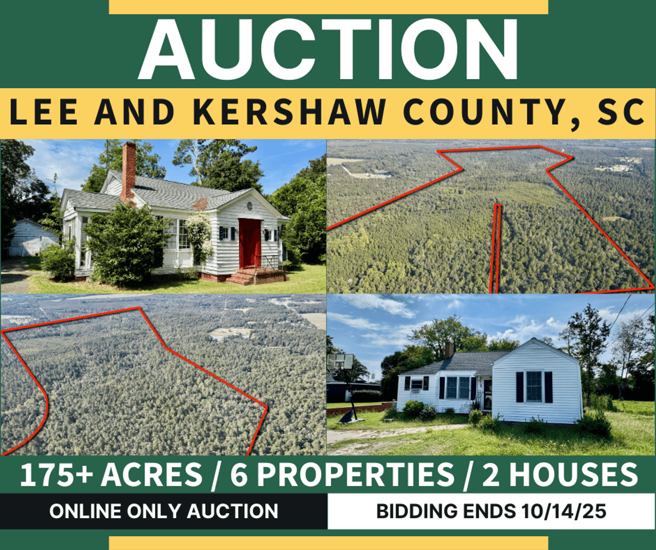 2 Homes and 175+ Acres in Kershaw and Bishopville, SC