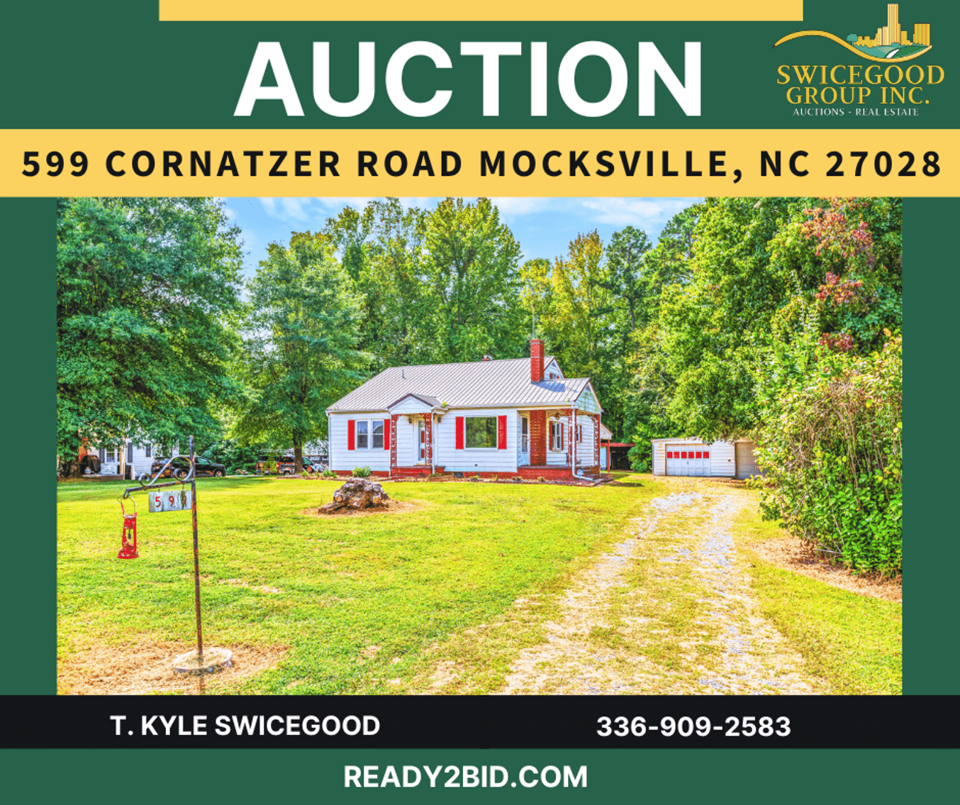 Mocksville Home on 1.64± Acres with Large Workshop