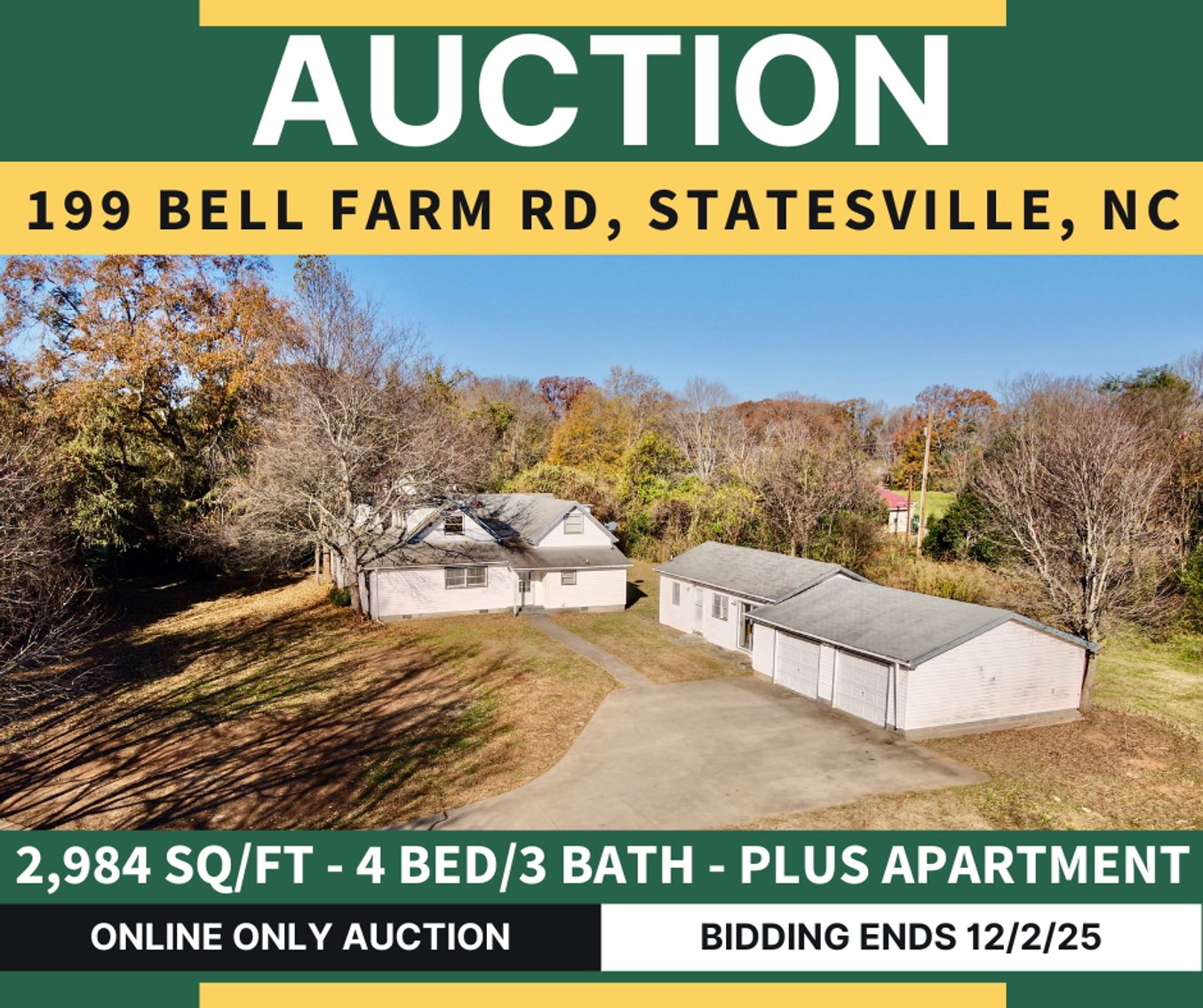 Large Home, Apartment and Acreage on Bell Farm Road, Statesville, NC