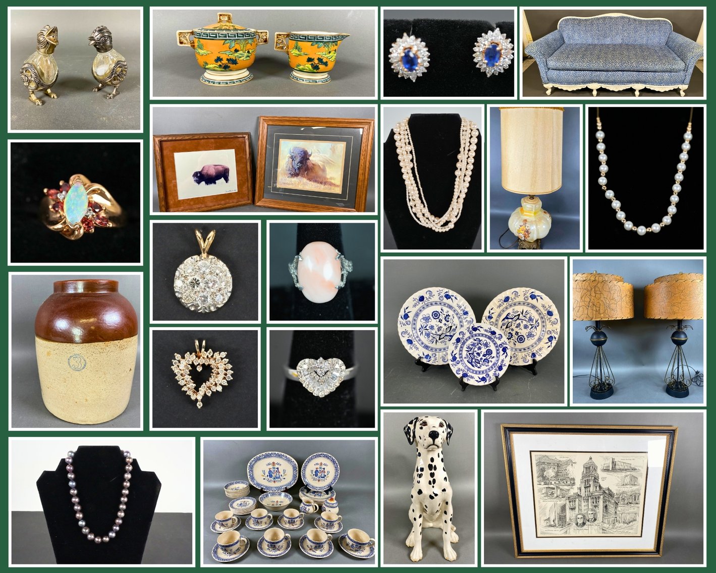 Image for Gold, Diamond and Pearl Jewelry, Artwork, Vintage Furniture, Home Decor, and More!