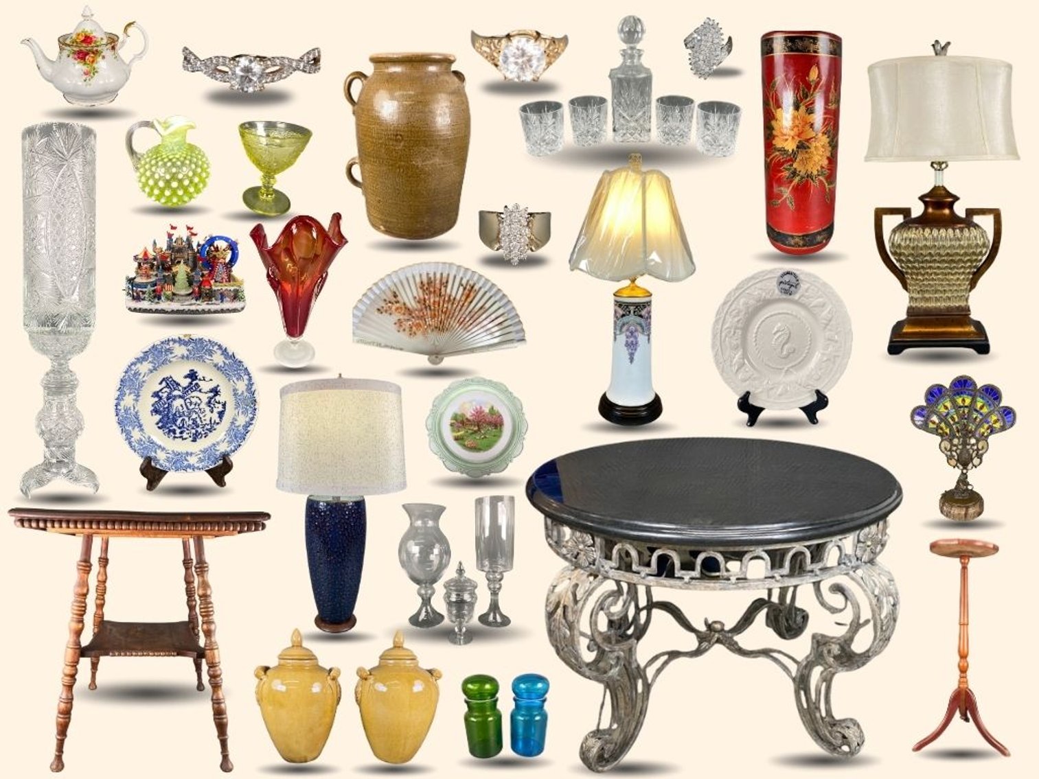 Image for February 2026 Gallery Auction Featuring Vintage Lighting, Fine Jewelry, Antiques, Artwork and More