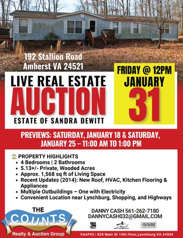 Image for LIVE REAL ESTATE AUCTION:  ESTATE OF SANDRA DEWITT