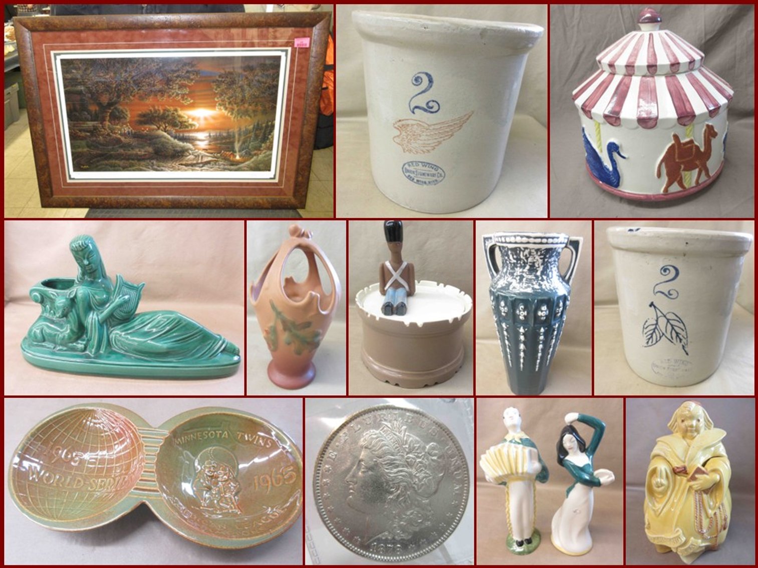 Image for Red Wing Art Pottery, Terry Redlins, Stoneware & Antiques (Pink Tag)